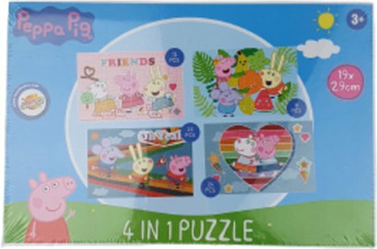 Peppa Pig 4 in 1 puzzel - Multicolor - Karton - 19 x 29 cm - 3+