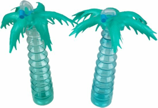 Palmboom drinkbeker met rietje - Blauw/Groen - Set van 2 - Kinderen - Slush Puppy