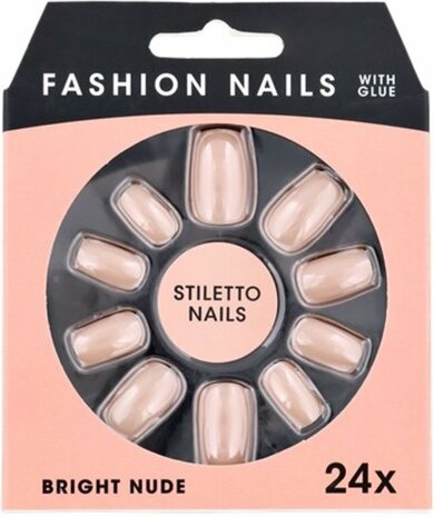 Fashion Nails nep nagels &#039;&#039;Rose Brown&#039;&#039; - Bruin - Kunststof - Set van 24