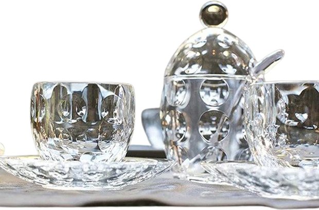 Luxe espresso kop en schotel ITALIANO - Likeurborrelglas met schotel - Glas / Acryl - Transparant - Set van 2 - Glas - Drinkgla