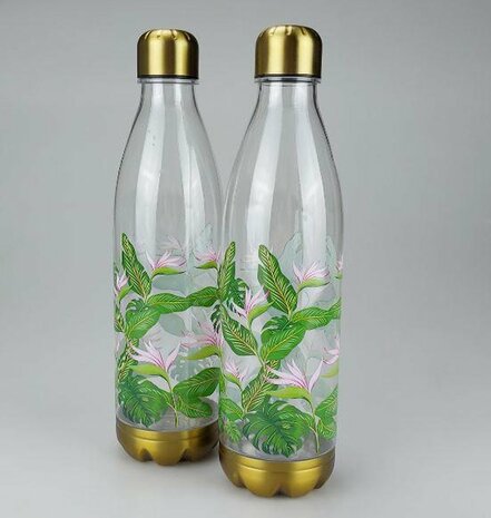 Waterfles RITZ - Transparant / Goud - Kunststof - 1 Liter - &Oslash; 7 x h 30 cm - 4