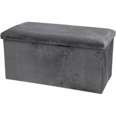 Opvouwbare opslag box RICHFIELD - Antraciet - Polyester / MDF - 76 x 38 x 38 cm - Poof - Poef - Opslagbox - Box - Stoel - Bank