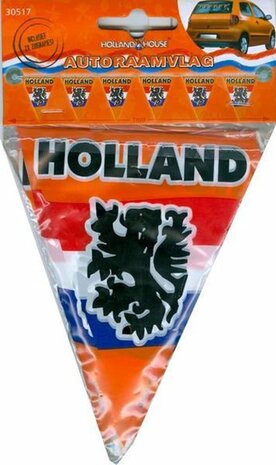 Autoraamvlaggetjes &quot;Holland&quot;- Oranje / Multicolor - Kunststof - Voetbal - Vlaggenlijn - WK - EK