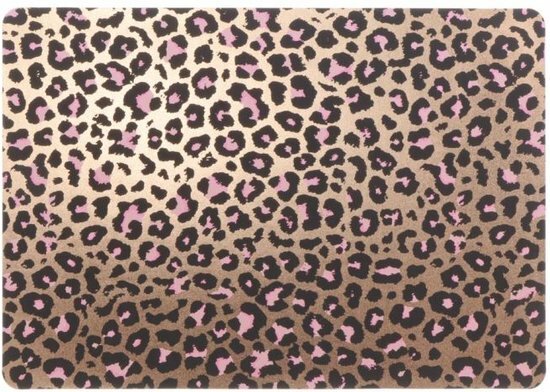 Placemat Panter print ASA - Roze / Brons/ Zwart - Kunststof - 45 x 30 cm - Set van 2 - Placemats - Placemat - Onderzetter - Ete