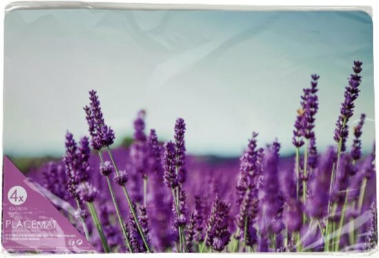 Placemat met lavendel print KOBIE - Paars / Multicolor - Kunststof - 43 x 28 cm - 4 Stuks