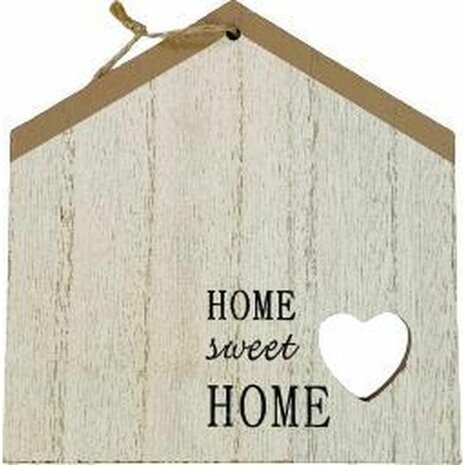 Mini huis hanger &#039;&#039;Home Sweet Home&#039;&#039; - Bruin / Zwart - Hout -13 x 13,5 cm