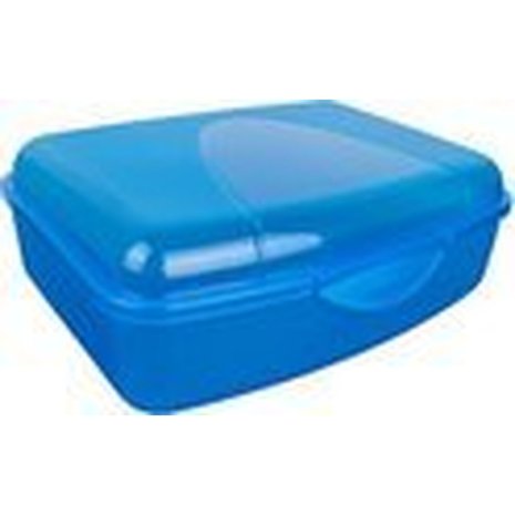 Broodtrommel - Lunchbox - Blauw - Kunststof - 19 x 14 x 7 cm