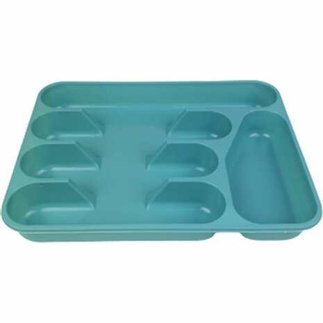 Bestekbak SHEA - Turquoise - Kunststof - 24,5 x 35,5 x 4 cm - Bestek - Serviesrek - Bestek la - Bestekbak - Bak - Keuken