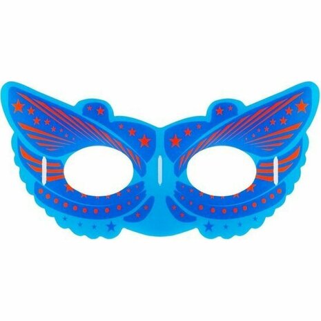 Lichtgevend masker superheld - Blauw / Rood - Kunststof - 2 x 15,5 cm