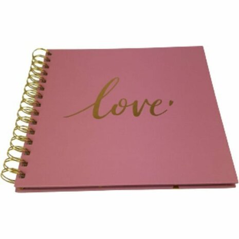 Scrapboek verzamelalbum &quot;Love&quot; - Roze / Goud - Karton / Metaal - 20 x 20 cm - DIY - Knutselen - Scrapboek - Knuts