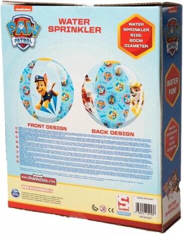 Paw Patrol Opblaasbal - Watersprinkler - Blauw - Kunststof - Strandbal Sprinkler - Opblaasbare Waterfontein - &empty; 60 cm