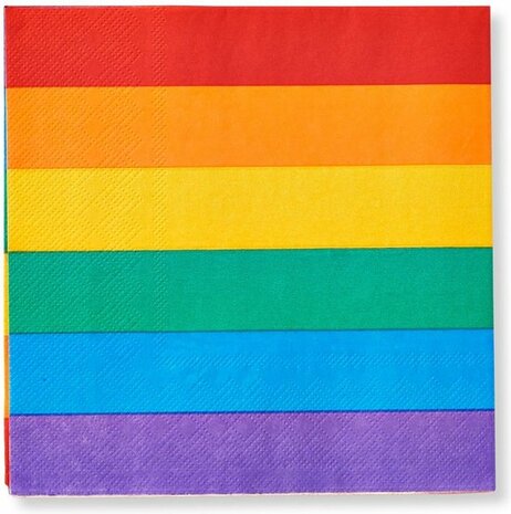 Regenboog Servetten 16 Stuks 16 x 16 cm LHBTQ+ Transgender Pride Month Feest Gender Verjaardag