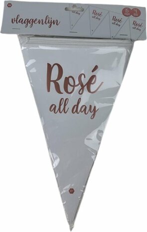 Ros&eacute; All Day Vlaggenlijn - 4 Meter - Ophangen - Wijn / Alcohol - Feest - Verjaardag - Decoratie - Slinger