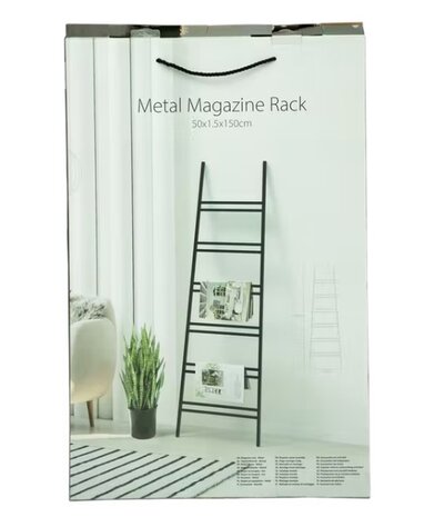 Industrieel Decoratieladder / Decoladder / Metal Magazine Rack  50  x 1,5 x 150 cm