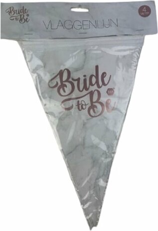 Bride To Be Vlaggenlijn - 4 Meter - Wit - Bruidspaar - Bride - Man - Vrouw - Trouwen - Decoratie - Slinger - Vrijgezellenfeest 