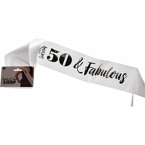 Sarah 50 &amp; Fabulous - Goud / Wit - Verjaardag - Feest - Sjert - Slinger