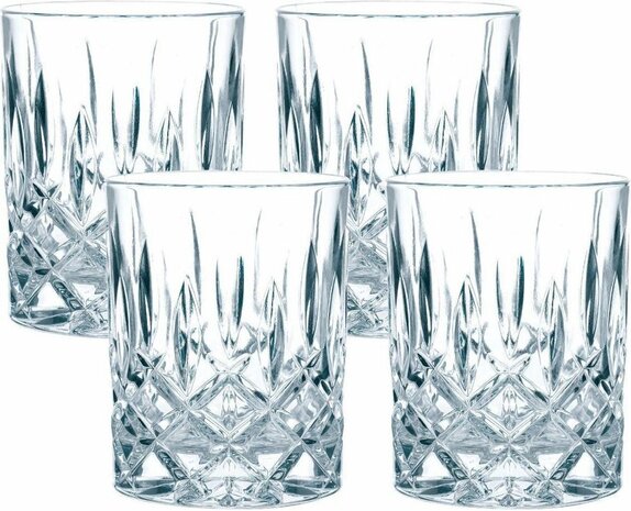 Luxe Whiskey glazen CRYSTAL - set van 4 - Transparant - 300 ml - Set van 4 