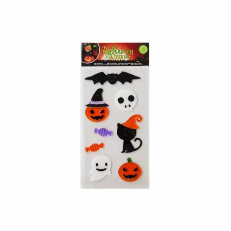 Gel raamstickers Halloween - Rood / Multicolor - Gel - Herbruikbaar - Halloween - assorti 1