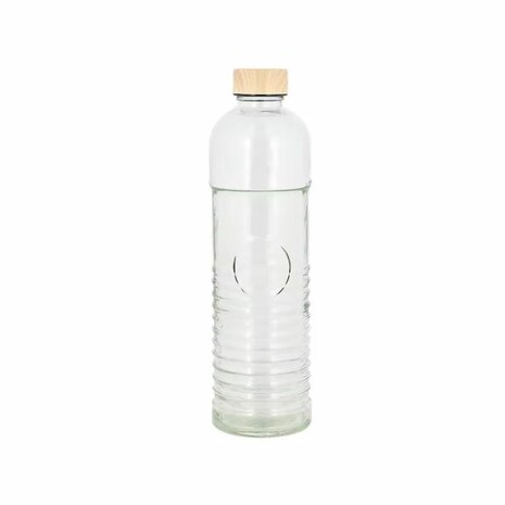 Glazen waterfles - Hout / Transparant - Kunststof / Glas - 8 x 8 x 29 cm - 1 Liter 