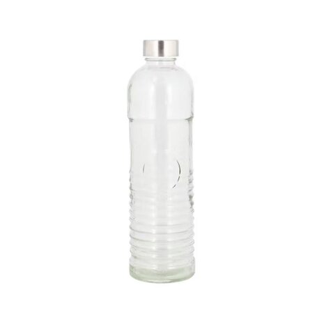 Glazen waterfles SILVESTER - Zilver / Transparant - Kunststof / Glas - 8 x 8 x 29 cm - 1 Liter 