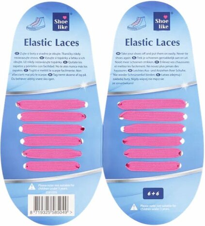Elastische schoenveters - Neon Roze - Kunststof / Elastiek - One Size - Geschikt voor 1 paar schoenen - Veters - Verstelbaar - 