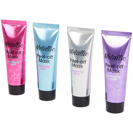 Metallic peel-off maskers - Multicolor / Zilver - Kunststof - 4 x 20 g - 4 Stuks - Maskers - Beauty - Spa - Aanmaakblokjes