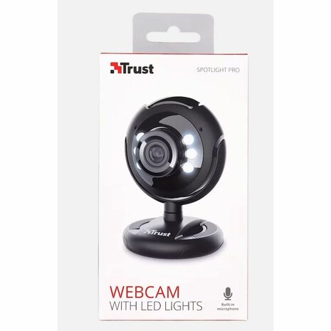 Webcam met LED verlichting en microfoon - Zwart - Kunststof - Webcam - Camera - Computer - Thuiswerk - Laptop