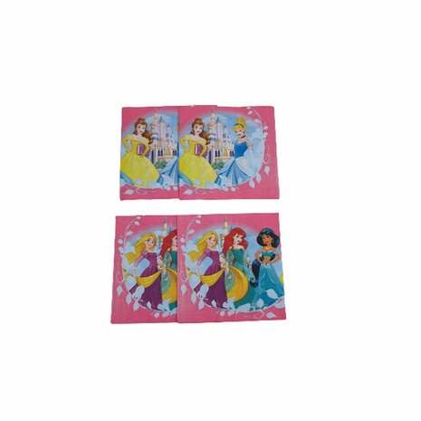 Disney princess servetten - Multicolor - 33 x 33 cm - 30 stuks - 2-Laags - Jarig - Feest - Verjaardag - Jasmine - Rapunzel - Ar