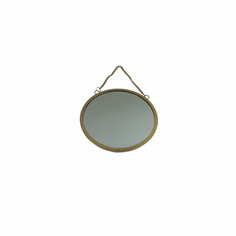 Hang spiegel LINSEY met ketting - Goud - Kunststof - Ø 20 cm - Rond