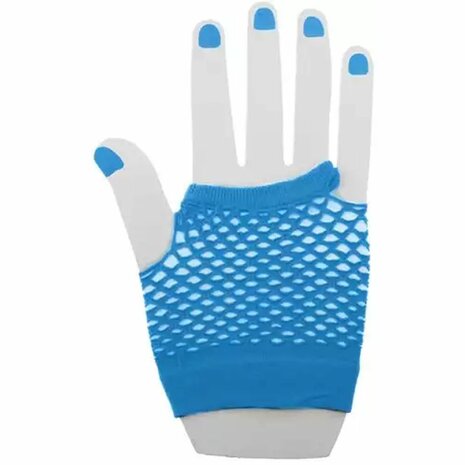 Handschoenen Madia - Neon Blauw - Acryl - One Size - 1 paar - Feest - Carnaval