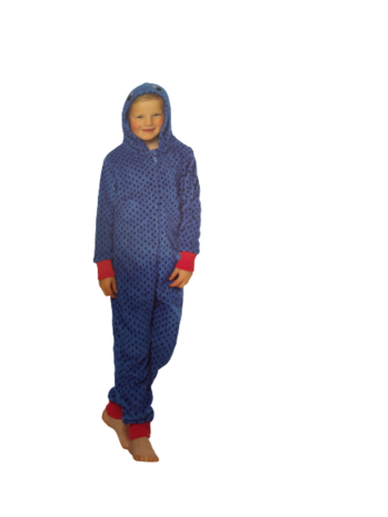 Onesie / Pyjama / Pyjamapak blauw met Draak Dino Capuchon - Maat 122 / 128 1