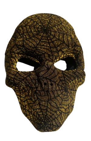 Halloween Masker Zwart / Goud / Skelet / Skull - Spinneweb Glitter motief  - Gemaskerd Bal