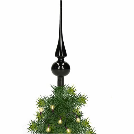 Glanzende piek - Zwart - Kunststof - 28 cm - Kerst - Kerstmis - kerstboom - Kerstversiering 1