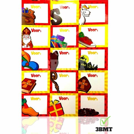 Sinterklaas naamstickers - Multicolor - 30 stickers - Cadeau Stickers - kado Tags - Pieten - pakjesavond