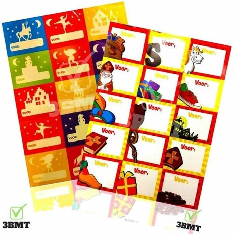 Sinterklaas naamstickers - Multicolor - 30 stickers - Cadeau Stickers - kado Tags - Pieten - pakjesavond1