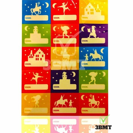 Sinterklaas naamstickers - Multicolor - 30 stickers - Cadeau Stickers - kado Tags - Pieten - pakjesavond2