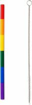 Regenboog Rietjes - Multicolor - 8 Stuks - Met schoonmaakborstel - Herbruikbaar - Cocktail - Party - Bar - Longdrink - Straw - 