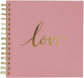 Foto Insteekalbum met tekst LOVE - Zalm Roze / Goud - Karton / Papier - 24 x 22 cm - Fotoalbum - Foto&#039;s - Album - Herinn