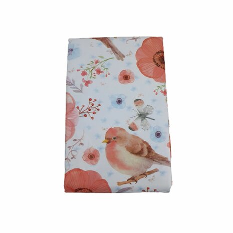 Tafelkleed met vogel - Tafellaken - Wit / Bruin / Multicolor - Vinyl - 200 x 140 - Tafelkleed - Tafellaken - Laken - Eten - Taf