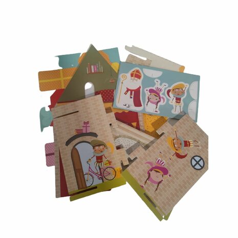 Pietenhuis maken - Multicolor - Karton - Knutselen - Bouwset - Sinterklaas -  Inpakken - Kinderen - Jarig - Feestje - Cadeau - 