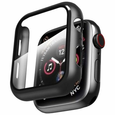 Apple Watch screenprotector 42 mm - Zwart / Transparant - Glas / Kunststof - Geschikt voor Apple Watch 42 mm - Watch - Bescherm