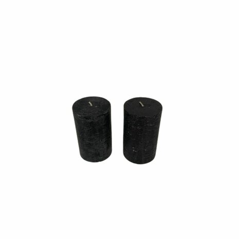 Stompkaarsen Klein - Zwart - Set van 2 - Kaarsen - Stompkaarsen - Zwarte kaarsen - 6,5 diameter 