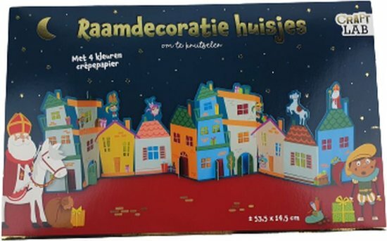 Sinterklaas raamdecoratie huisjes - Multicolor - Karton - 30 x 18 cm - Sinterklaas - Piet - 5 December - Pakjesavond 2