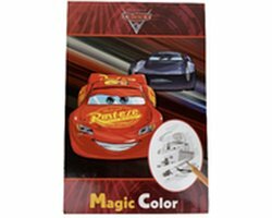 Magic Color Cars 3 Tekenboek - Toverblok - Rood / Multicolor - 32 x 15 cm - Speelboek - Tekenen - Kinderen Disney