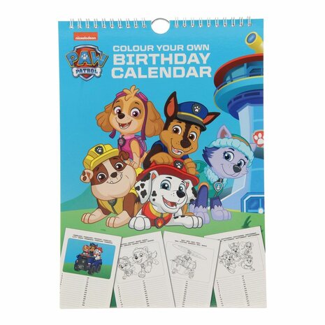 Paw Patrol Inkleur Verjaardagskalender - Birthday calendar - Kalender - Inkleuren - Kleuren - Tekenen - Kinderen - Cadeau 