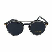 Zonnebril LASER - UV 400 - Zilver / Zwart- Trendy bril met zwarte look - Normaal Model - Shades - Heren - Met klep