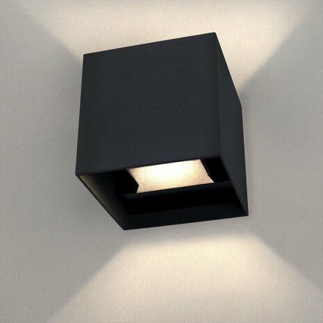 Wall Square met sensor - Up and down wandlampen - Zwart - Oplaadbaar - Wandlamp zonder stroom - Wireless lamp