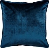 Velvet fluweel sierkussenhoes YAQUB - Donkerblauw / Koningsblauw - Polyester - 45 x 45 cm - Kussenhoes - Hoes - Kussen - Interi