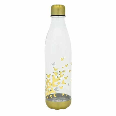 Drinkfles 1L Gouden vlinders - Goud - Drinken - Herbruikbaar - Waterfles - Water - 1 Liter