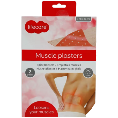 Lifecare Muscle Plasters - Spierpleisters - Warmte Pleisters - Rood / Wit - Voor soepele spieren - 18 x 12 cm - 2 Stuks - Aanma